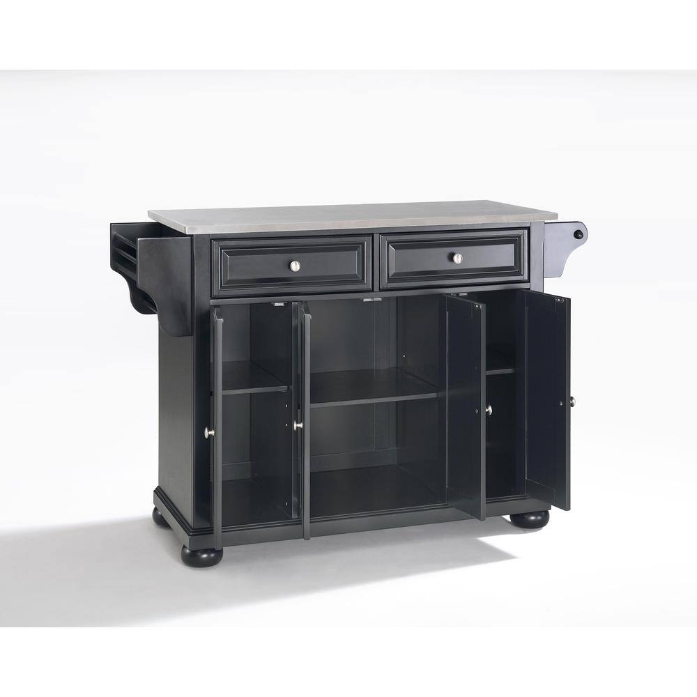 Angle. Crosley Furniture - Alexandria Stainless Steel Top Full Size Kitchen Island/Cart - Black.