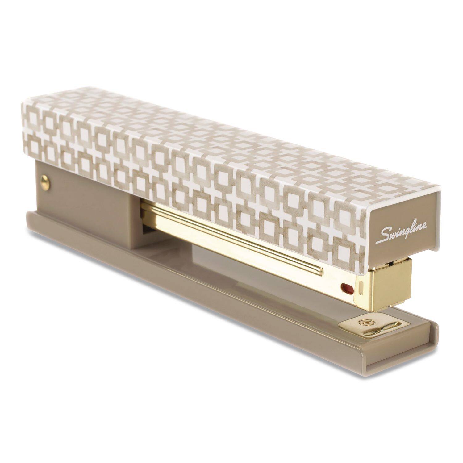 Left. Swingline - Leah Bisch Tan-Tile Full Strip Stapler, 20-Sheet Capacity, Tan/Gold/White.