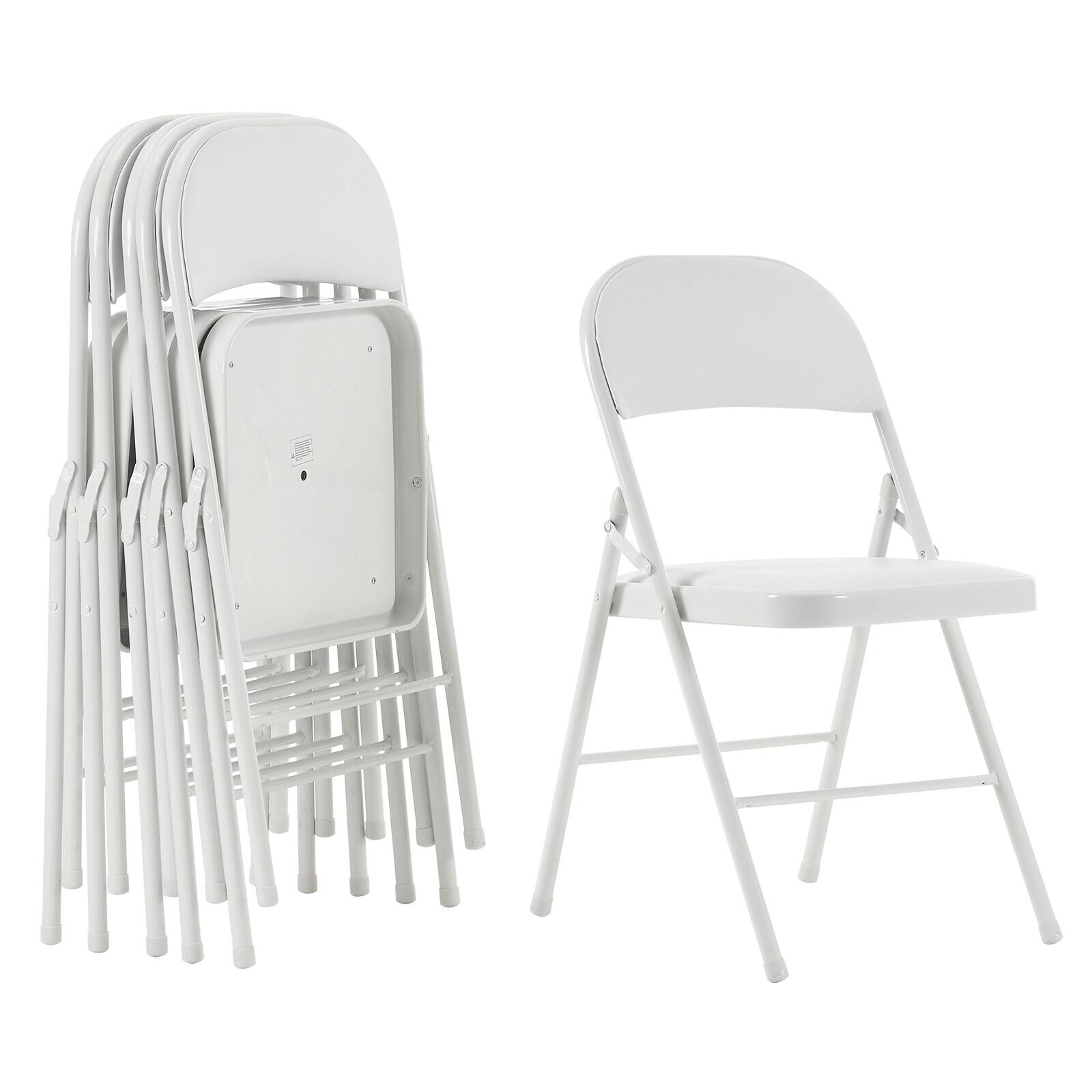 Alt View 1. Winado - 6 Pack Commercial Contoured Folding Chairs Set Stackable Chairs  Padded Seat Metal Steel Frame for Office Event Party - White.