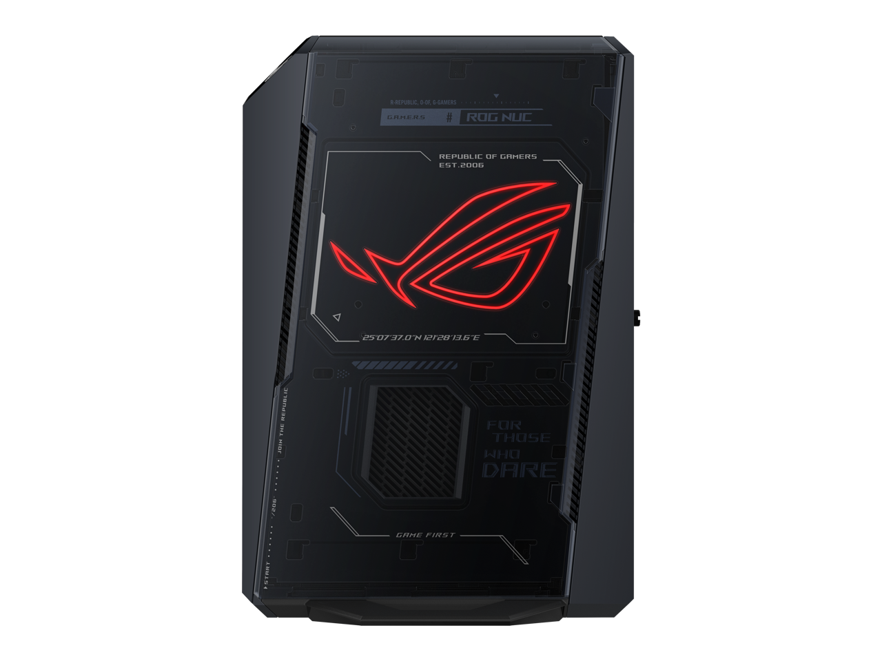 R-REPUBLIC G.O.F GAMERS  
# ROG NUC  
REPUBLIC OF GAMERS  
EST.2006  
25.0737.0N 128.183.6E  
FOR THOSE WHO DARE  
GAME FIRST