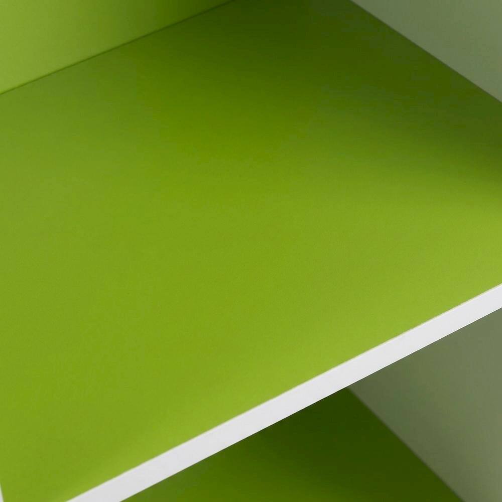 Alt View 1. FurniFact - White/Green 3-Tier Open Shelf Bookcase with Ample Storage and Modern Design - Brown.