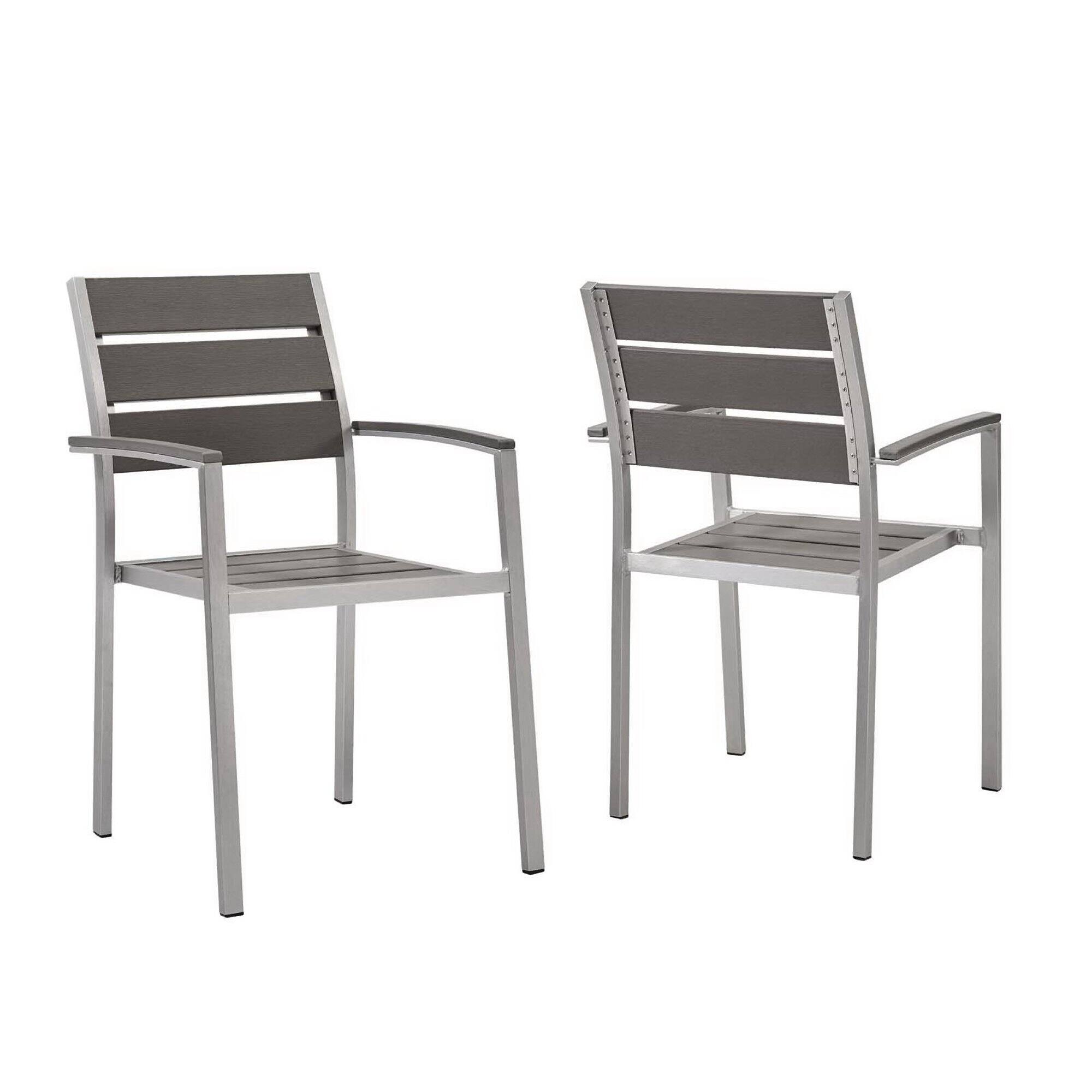 Angle. Modway - Shore Outdoor Patio Aluminum Dining Armchair Set of 2 by Modway - Silver Gray.