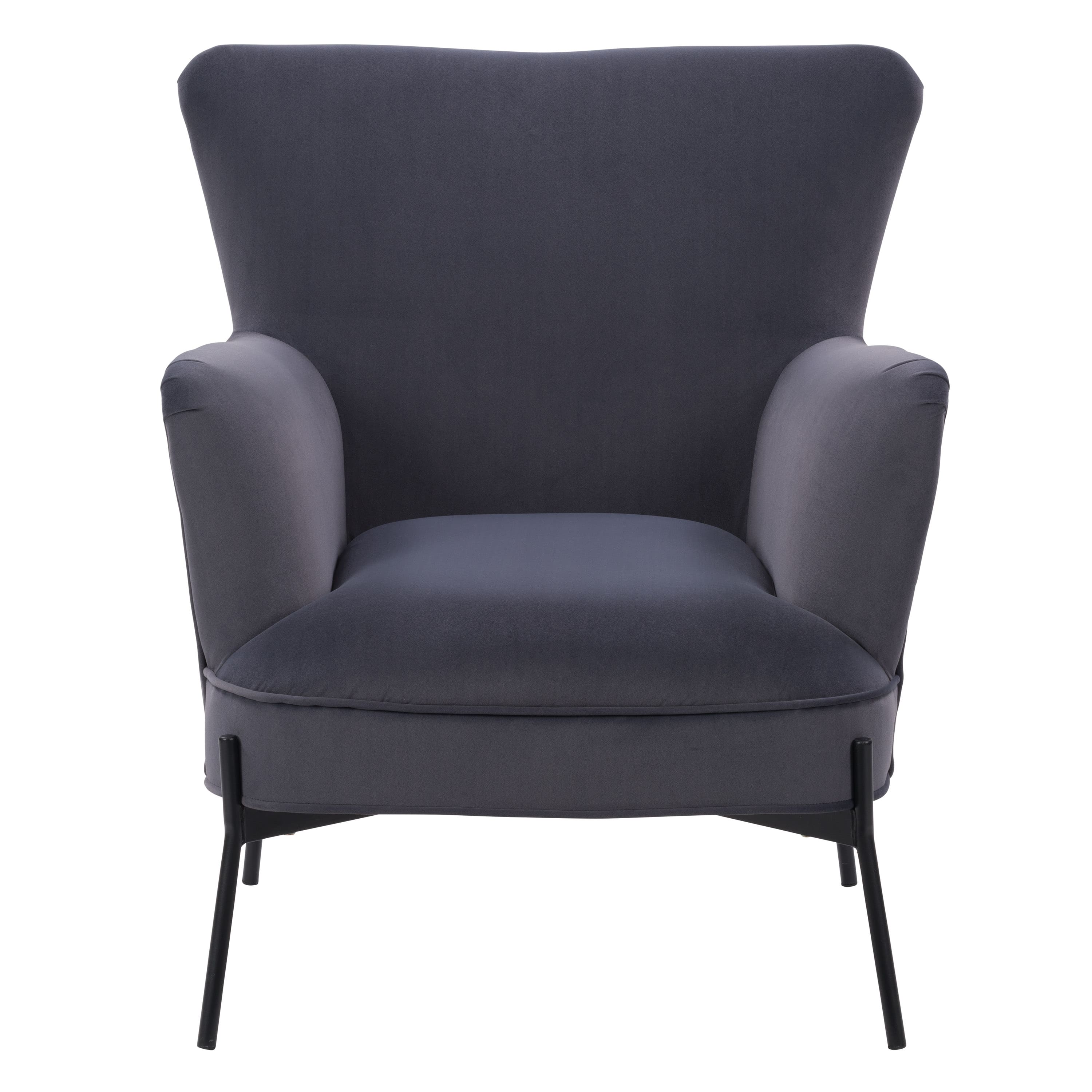 Front. CorLiving - Elwood Wingback Accent Chair - Grey.
