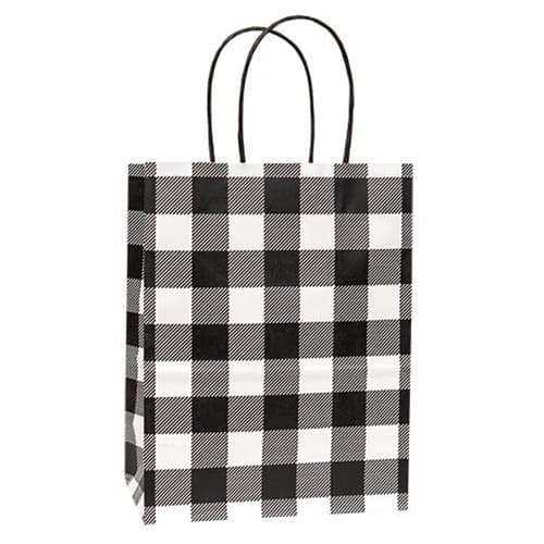 BreeBe - Black & White Buffalo Check Gift Bag Medium - Black, White