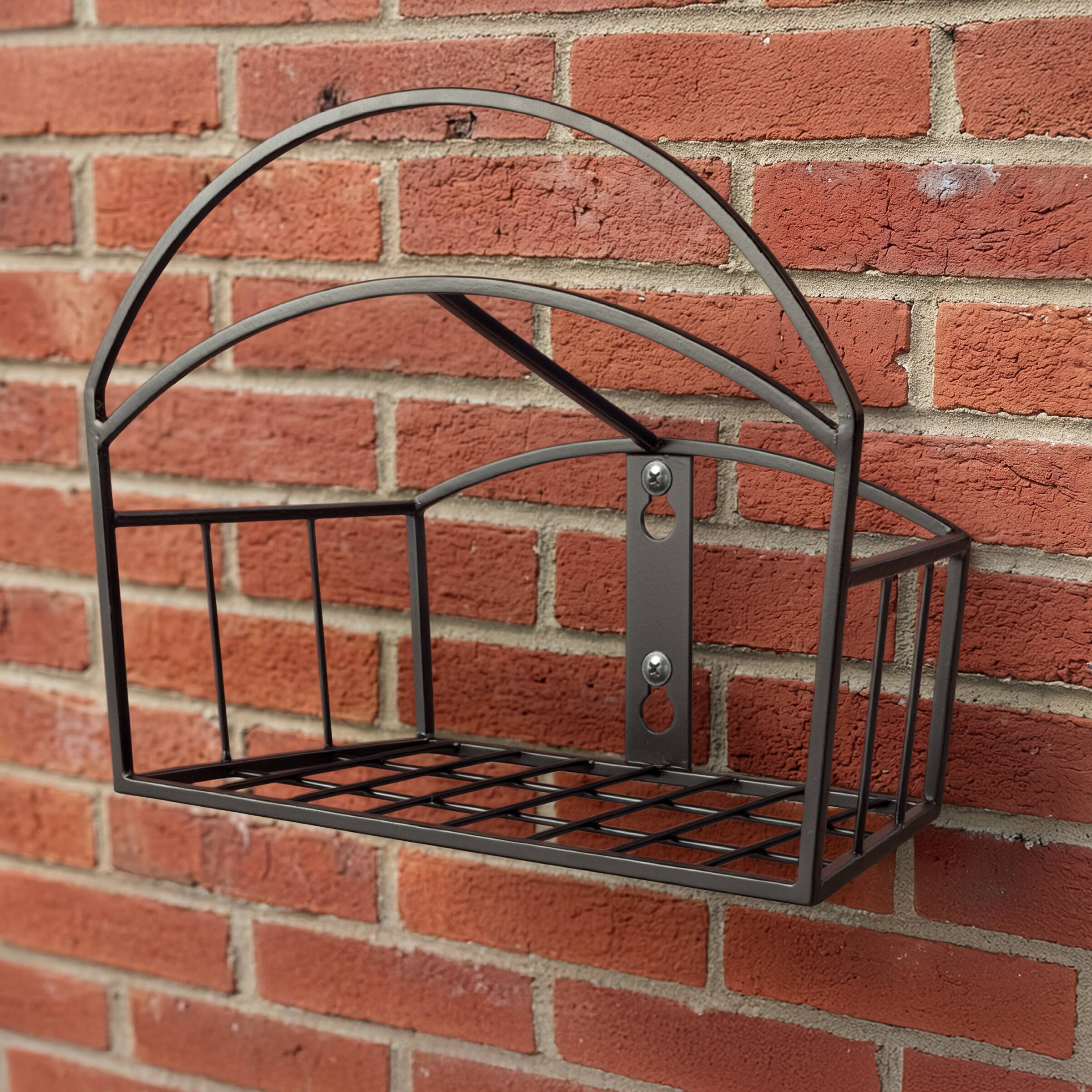 Alt View 6. Pure Garden - Garden Hose Holder Wall Mount with Storage Basket - Rust-Resistant Steel Water Hose Hook for 100ft of 5/8” Hosing.