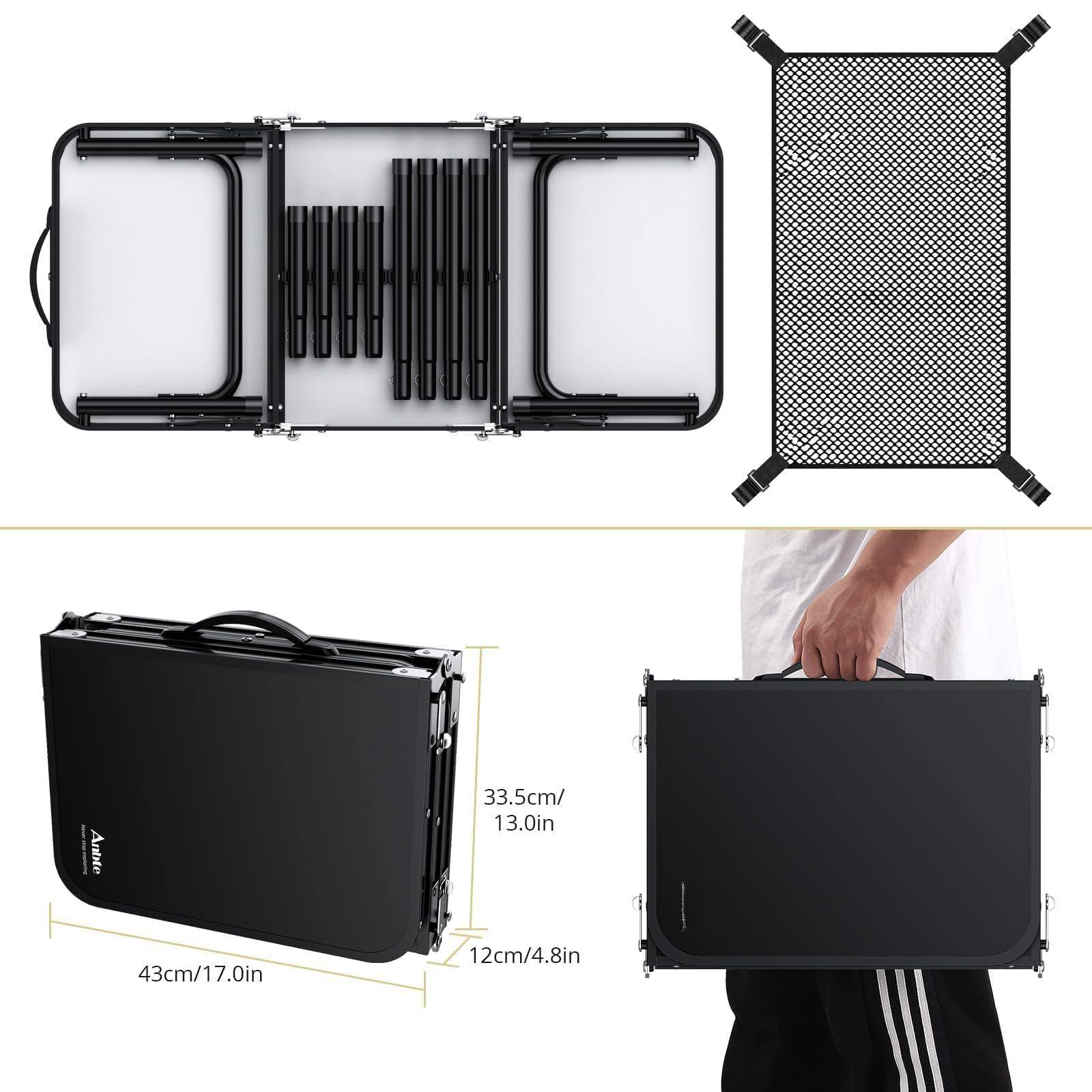 Sure, here is the corrected and grouped text:

- 33.5cm / 13.0in
- 43cm / 17.0in
- 12cm / 4.8in