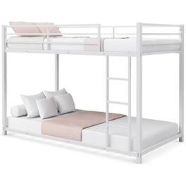 Hivvago - Twin over Twin Low Profile Modern Bunk Bed Frame in Metal Finish - White