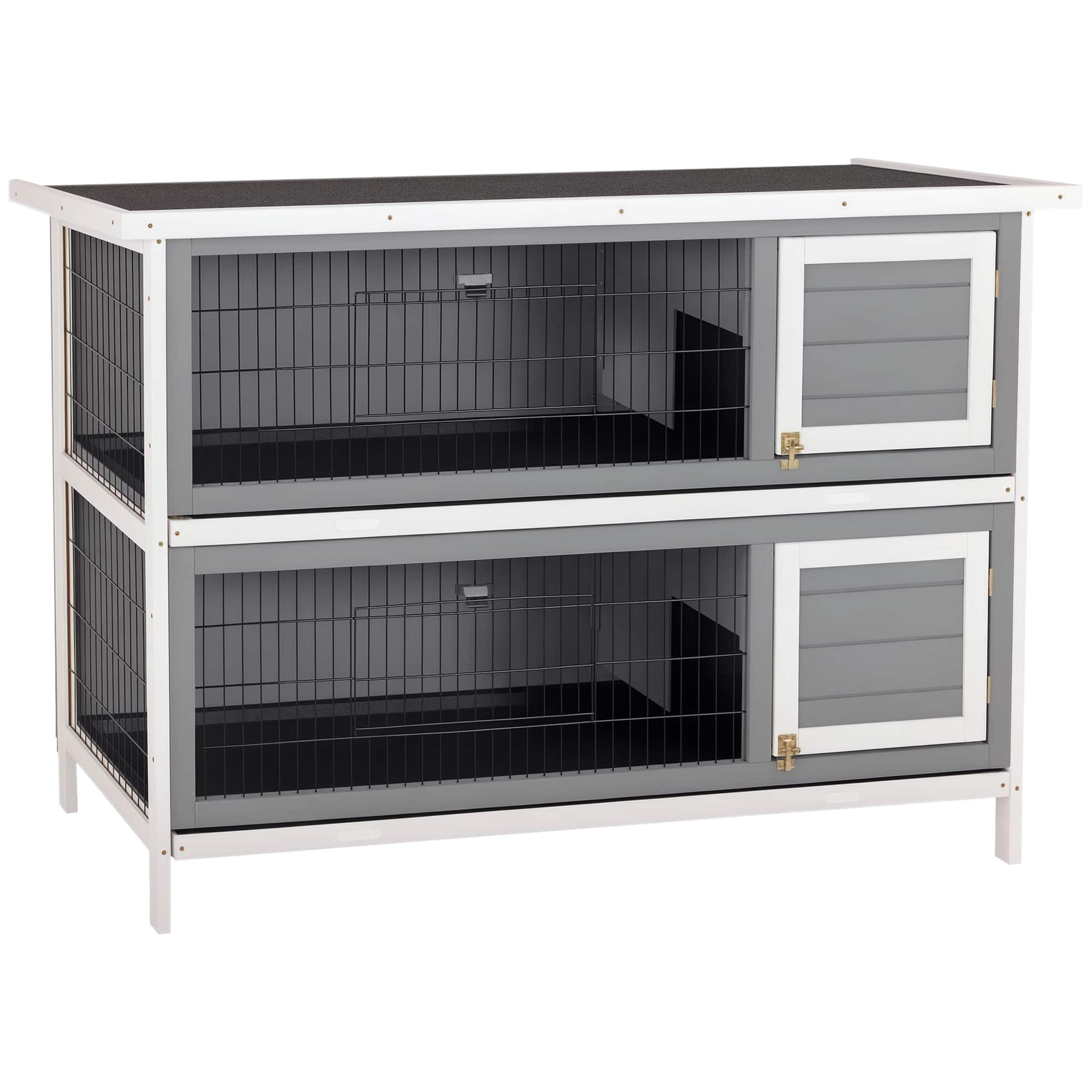 "Pawhut - ooden 54"" 2-Story Large Rabbit Hutch, Lockable Doors, No Leak Tray, waterproof Roof, Outdoor/Indoor" price history on PriceWatchPro