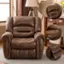 Angle. Bestier - Oversized Brown Vegan Leather Manual Power Recliner with Nailhead Trim and USB Port - Brown.