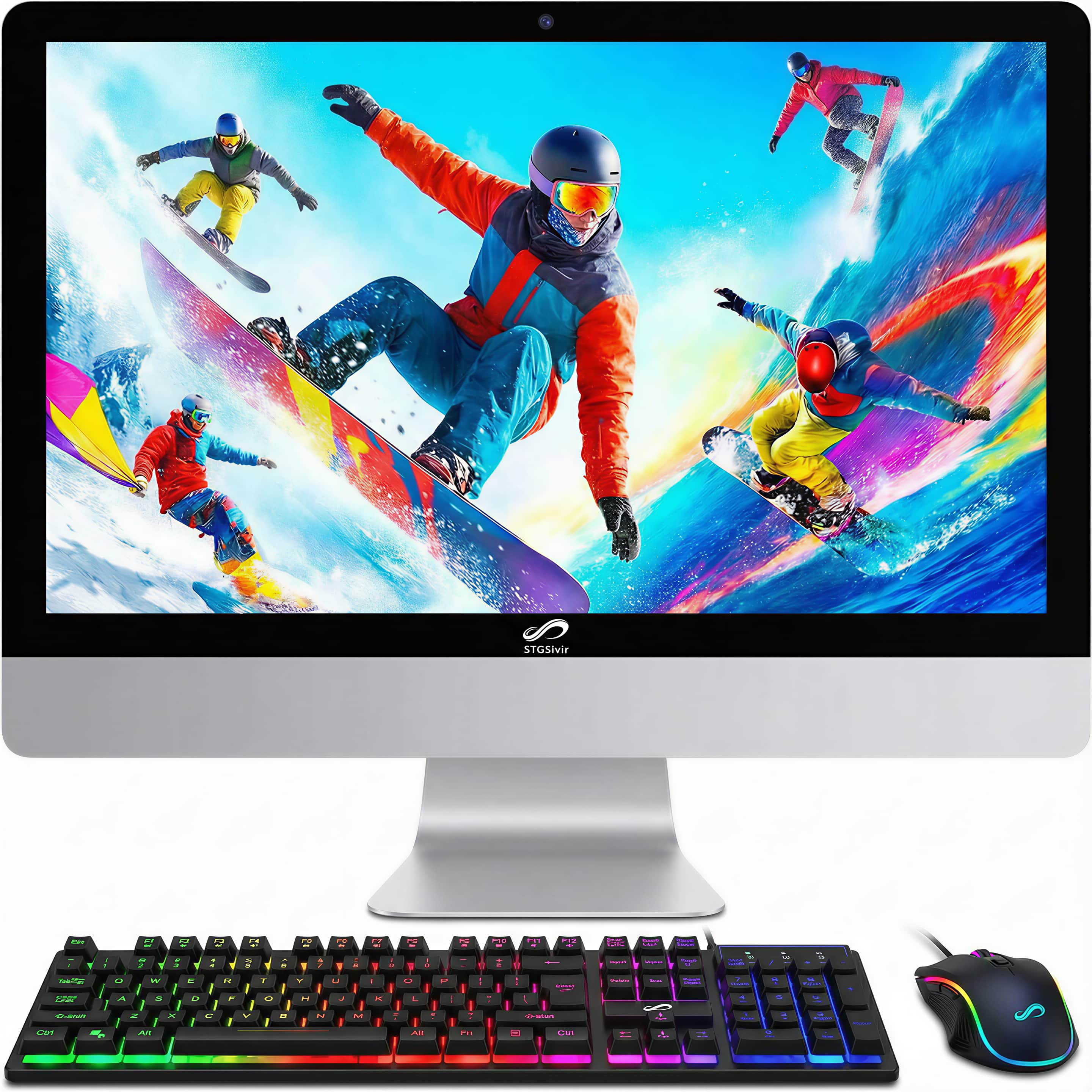 STGSivir - All in One Desktop Computer, 24" FHD Display, Intel Core i7 up to 3.9GHz, 16G RAM, 512G SSD, WiFi, BT, Win11H - White