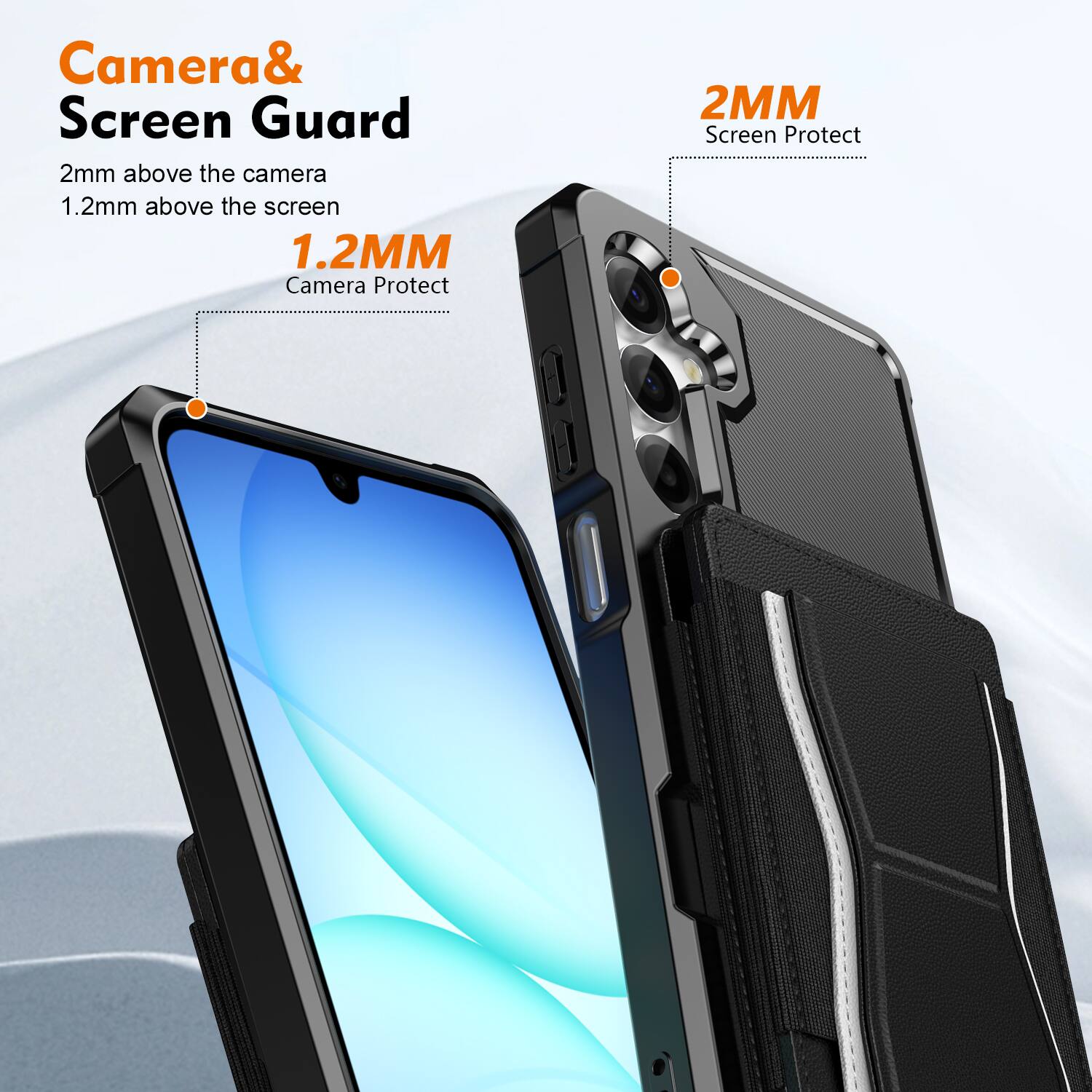 Camera & Screen Guard  
2mm above the camera  
1.2mm above the screen  

1.2MM Camera Protect  
2MM Screen Protect