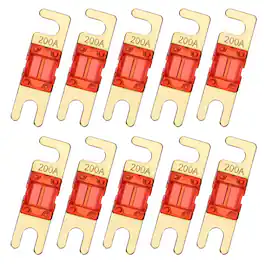 Unique Bargains - 10pcs 200A 125V Mini ANL Fuse Replacement, Electrical Protection Blade Fuse for Automotive Marine Audio Video System - Red