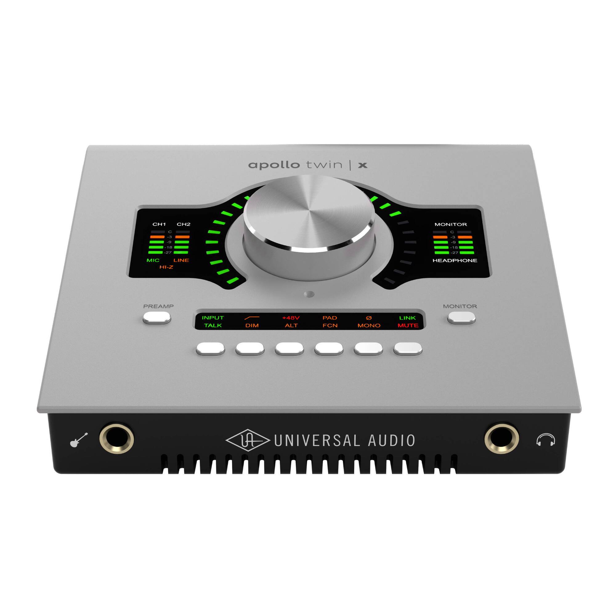 apollo twin | x

Cn GPO MONITOR - - : : . 3 - ..8 : MIG LOR 101-2 HEADPHONE PREAMP MONITOR INPUT TALK DIM canV AT PAD FON L MONO LINK MUTE LA UNIVERSAL AUDIO