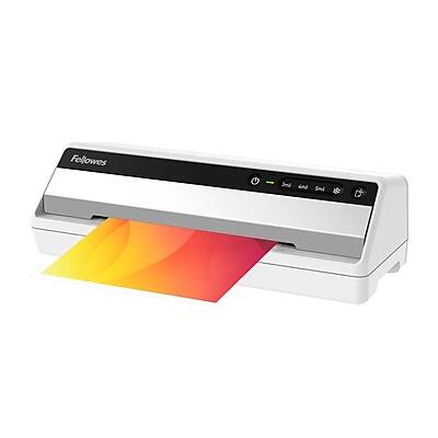 Front. Fellowes - Fellowes Saturn 95 Thermal & Cold Laminator with 10-Sheet Starter Kit, 9.5" Width, White (5735801) - White.