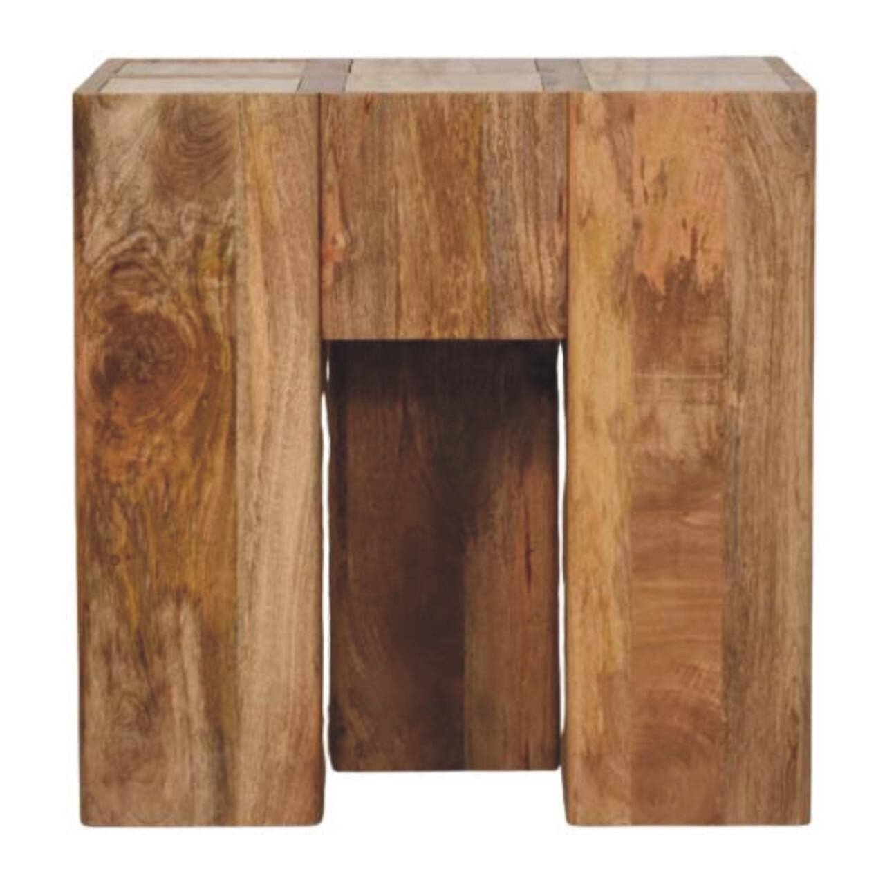 Alt View 3. Artisan Furniture - Artisan Furniture Solid Wood Travertine Top Block Side Table, Brown - Brown.
