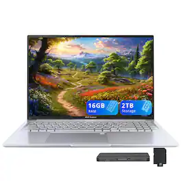 ASUS - Vivobook 16" WUXGA Laptop,Intel Core i9-13900H,16GB RAM,1TB SSD+1TB Dock Set,Backlit,Fingerprint,Win 11 - Silver