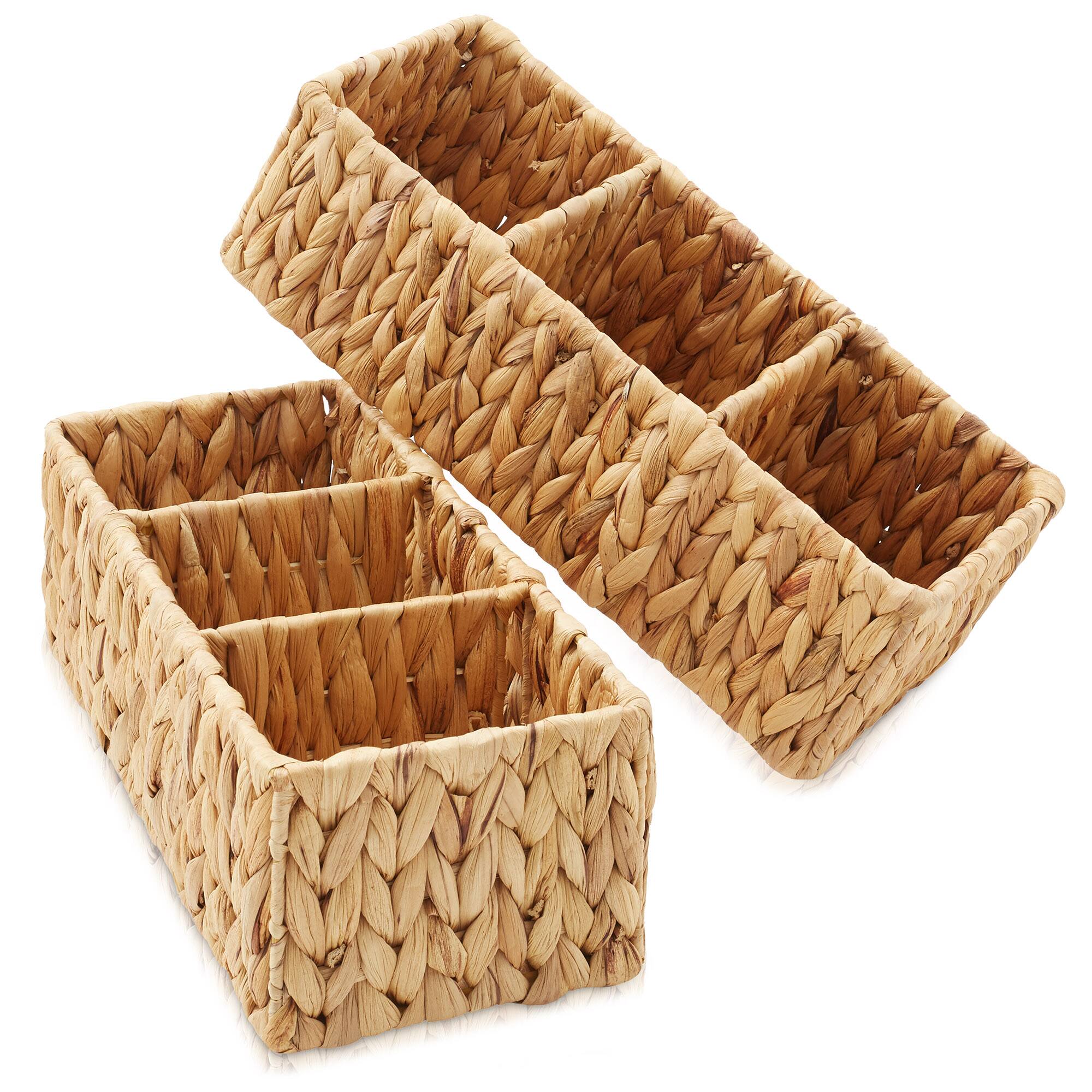 Front. Casafield - 2 Water Hyacinth Storage Baskets - Woven Storage Bins - Natural - Hyacinth.
