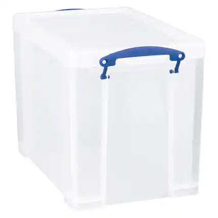 Front. Really Useful Box - Really Useful Box 19L Plastic Storage Container w/Snap Lid & Clip Lock Handles - Clear.