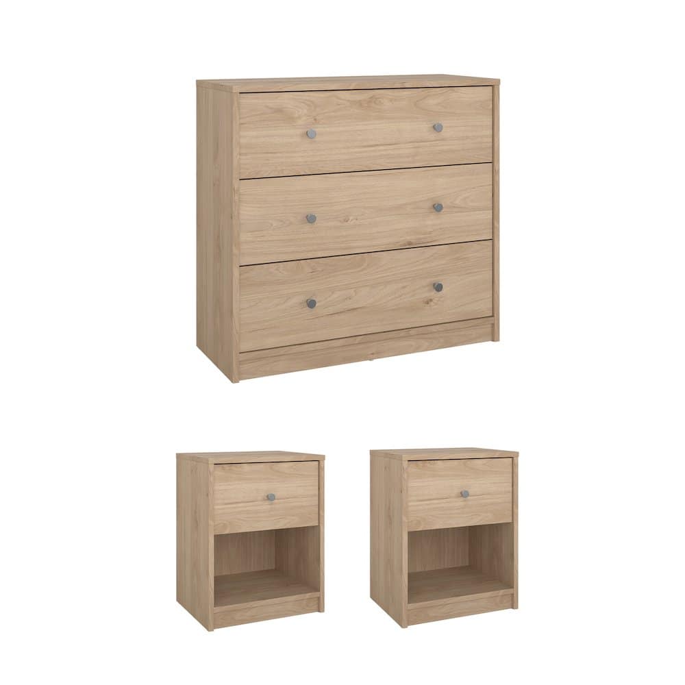 Tvilum - 3-Piece Bedroom Set - Chest And Nightstand Set Of 2 - Brown