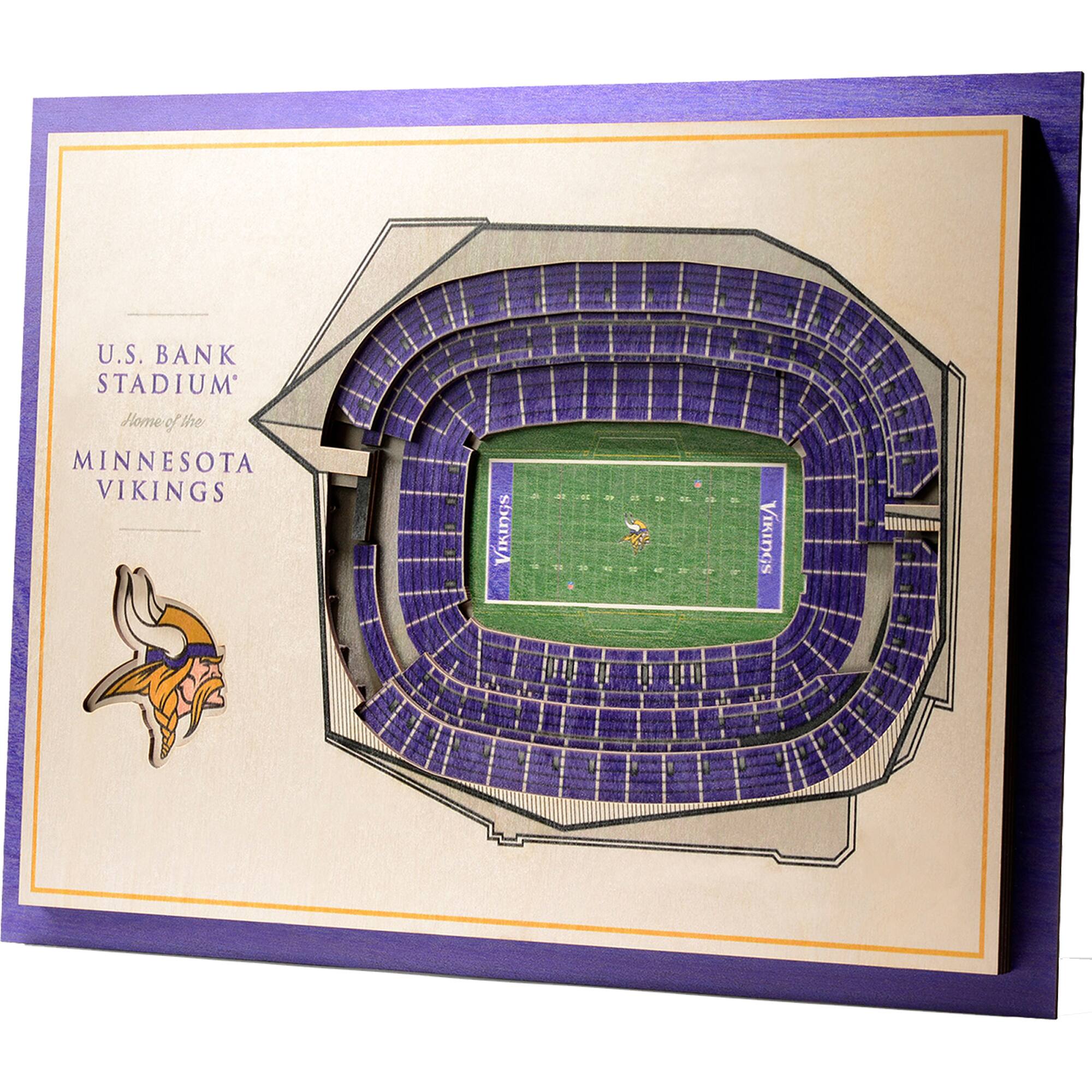 YouTheFan - Minnesota Vikings 17'' x 13'' 5-Layer StadiumViews 3D Wall Art - Brown