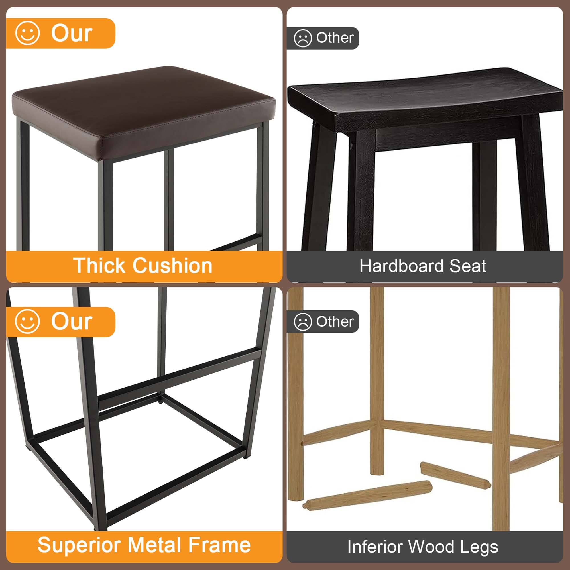 Our Other Thick Cushion Hardboard Seat Our Other Superior Metal Frame Inferior Wood Legs