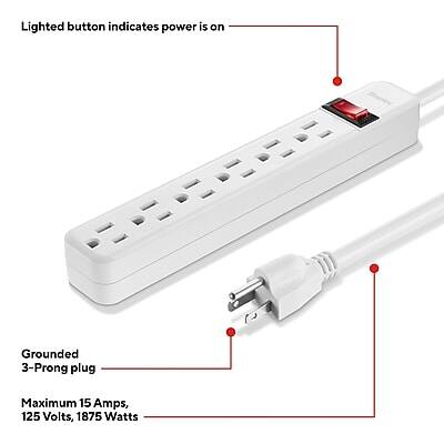 Lighted button indicates power is on  
Gounded 3-Prong plug  
Maximum 15 Amps, 125 Volts, 1875 Watts