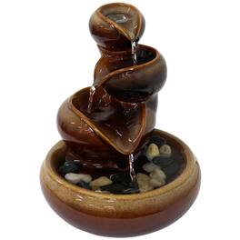 Sunnydaze - Tiered Vessels Ceramic Indoor Water Fountain - 10 in - Brown