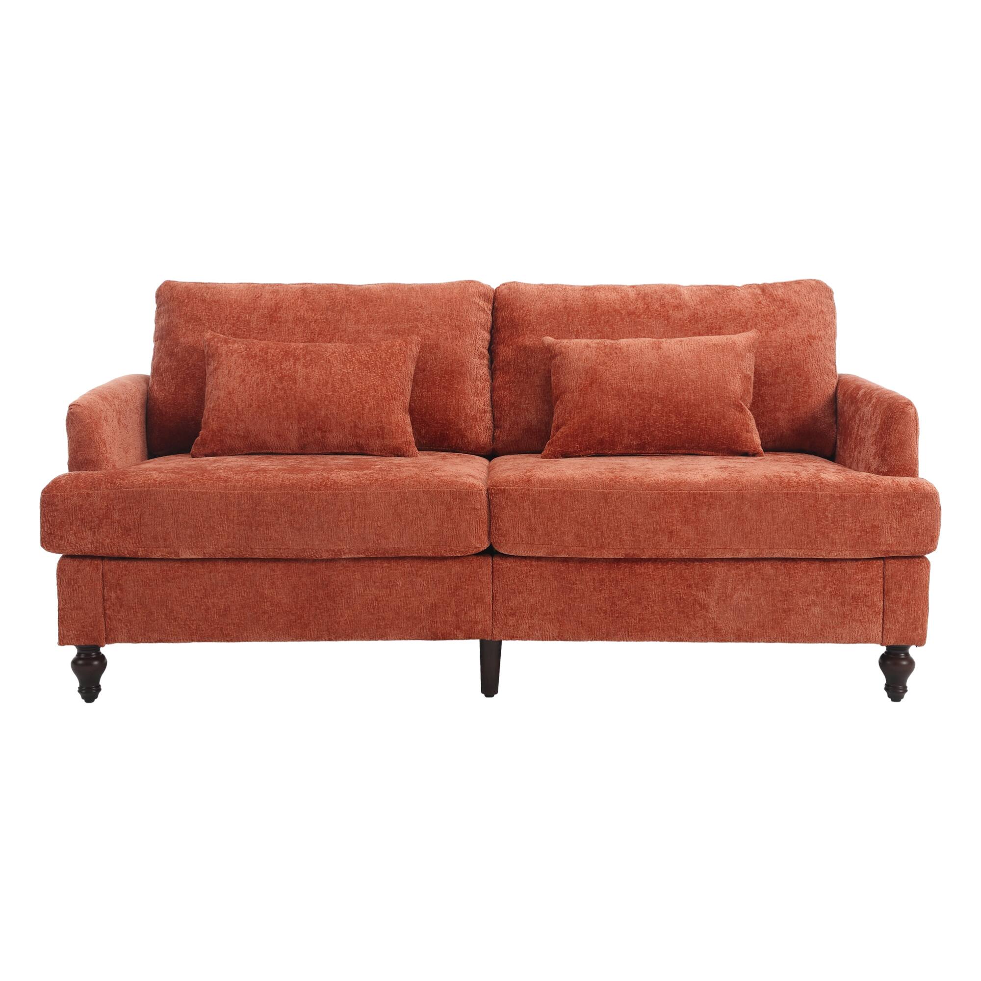 Alt View 7. GOODSILO - Modern Upholstered Loveseat Sofa with Chenille Fabric and Solid Wood Frame for Living Room and Bedroom - Dark Orange.