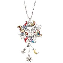 Ganz - Celestial Sun Zinc Metal Car Charm with Chain - Silver