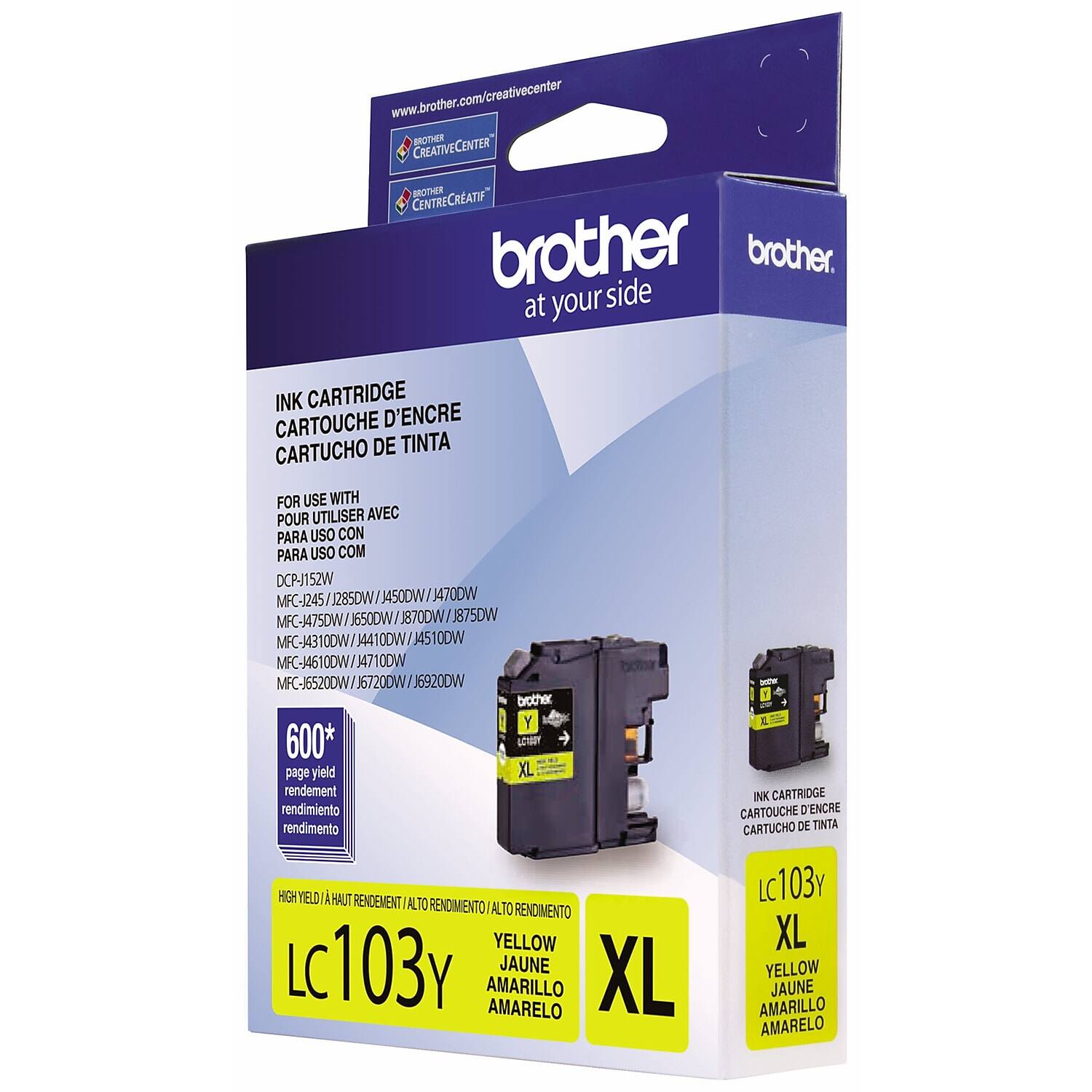 www.brother.com/creativecenter

BROTHER CREATIVE CENTER
BROTHER CENTRE CRÉATIF

brother
at your side

INK CARTRIDGE
CARTOUCHE D'ENCRE
CARTUCHO DE TINTA

FOR USE WITH
POUR UTILISER AVEC
PARA USO CON
PARA USO COM

DCP-J152W
MFC-J245
MFC-J285DW
MFC-J450DW
MFC-J470DW
MFC-J650DW
MFC-J870DW
MFC-J4310DW/J4410DW/J4510DW
MFC-M4310DW
MFC-J4610DW/J4710DW
MFC-6520DW
MFC-J6520DW/J6720DW/J6920DW

600* page yield
rendement
rendimiento
rendimento

HIGH YIELD A HAUT RENDEMENT / ALTO RENDIMIENTO / ALTO RENDIMENTO

LC10