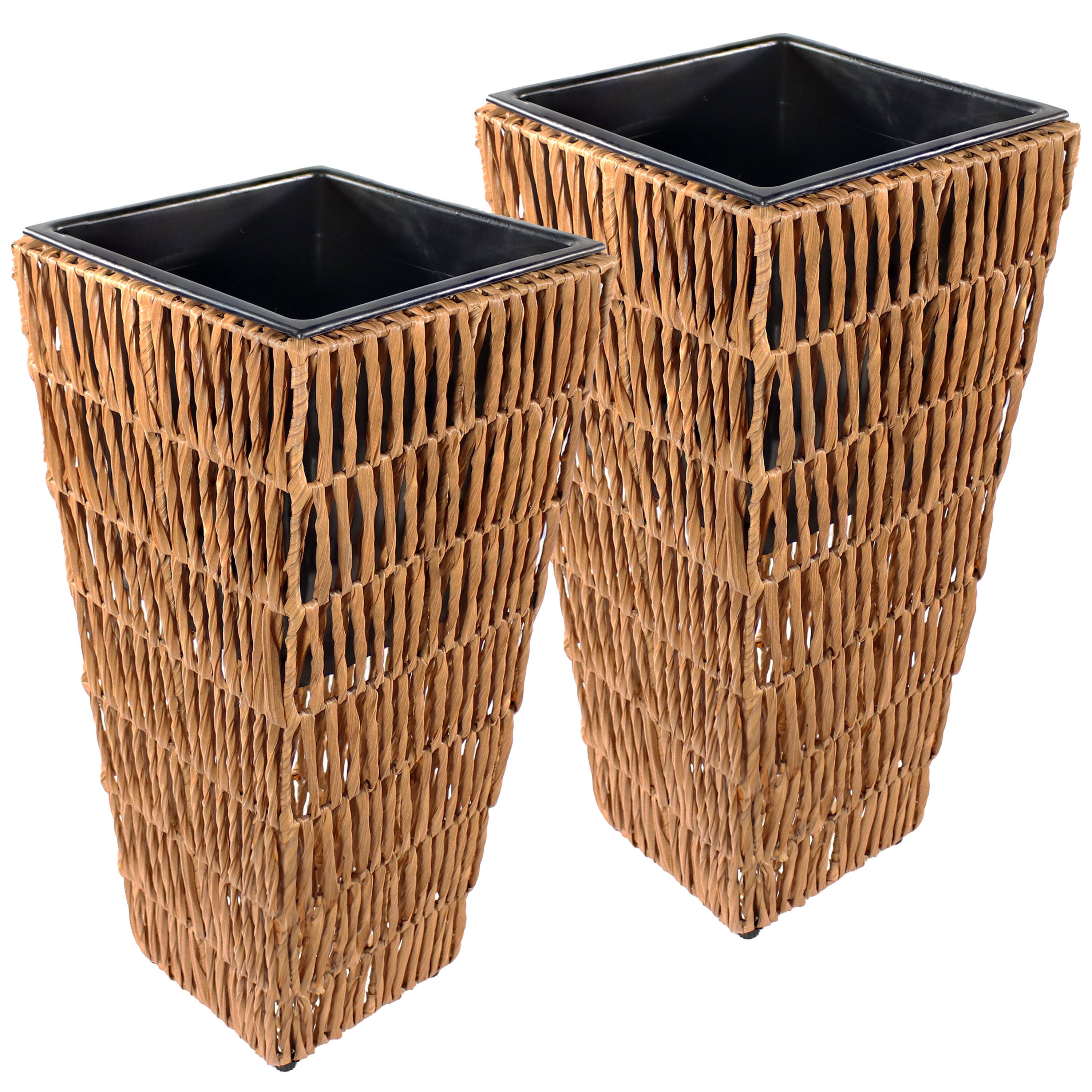 Sunnydaze - 11 in Hyacinth Poly-Wicker Planter - Set of 2 - Barley price history on PriceWatchPro