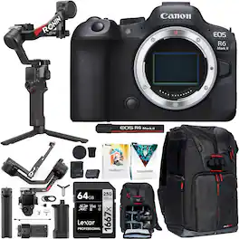 Canon - EOS R6 Mark II 24.2MP Mirrorless Camera Body + DJI RS 4 Gimbal Stabilizer Bundle