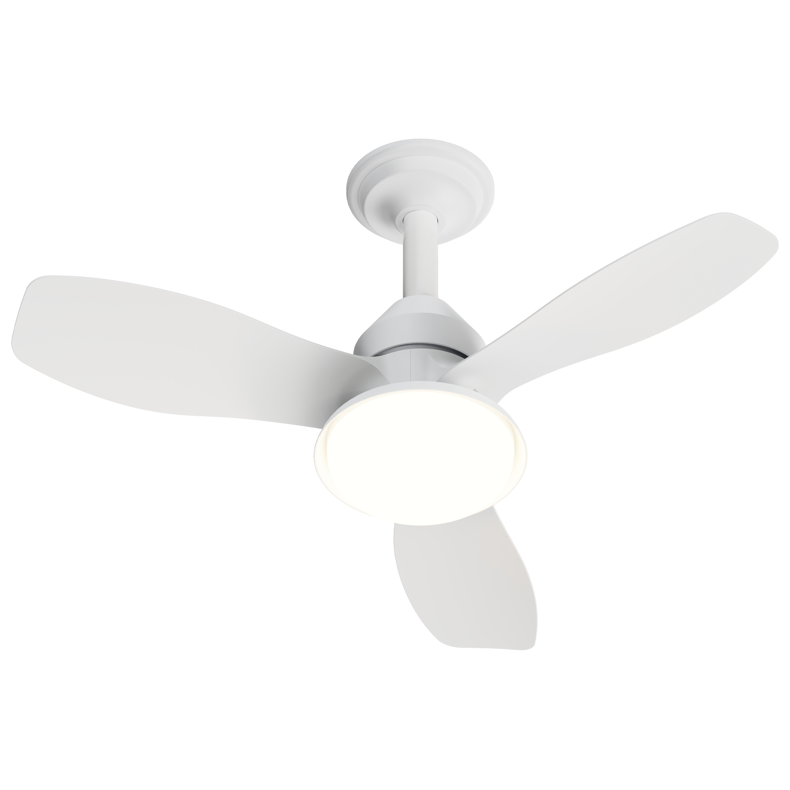 Alt View 5. Loheer - Loheer Ceiling Fan with Light, 24.4 Inch White Flush Mount Fan, Quiet Reversible DC Motor, App Remote Control.