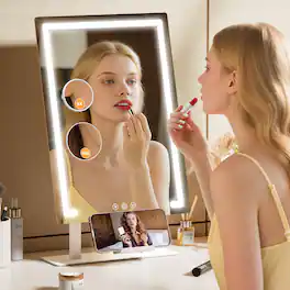 Empire DigiLabs - Lighted Makeup Mirror Hollywood 4000mah Rechargeable Vanity With 5x 10x Magnification 3 color Dimmable Ligh - 19.7"L x 11.8"W