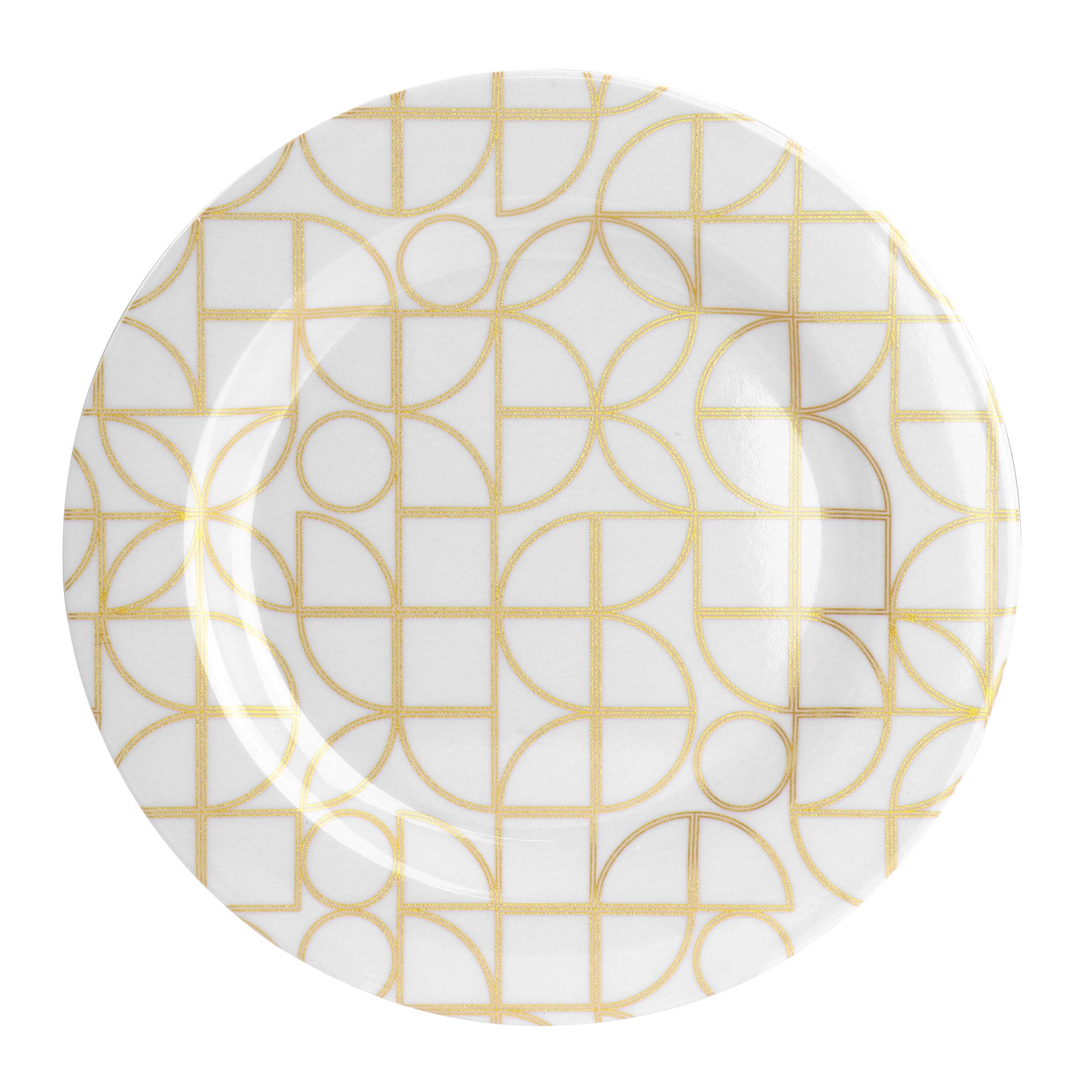 Alt View 3. Laurie Gates - Laurie Gates California Designs Summer Bloom 12 Piece Melamine Dinnerware Set in Gold - Gold/White.
