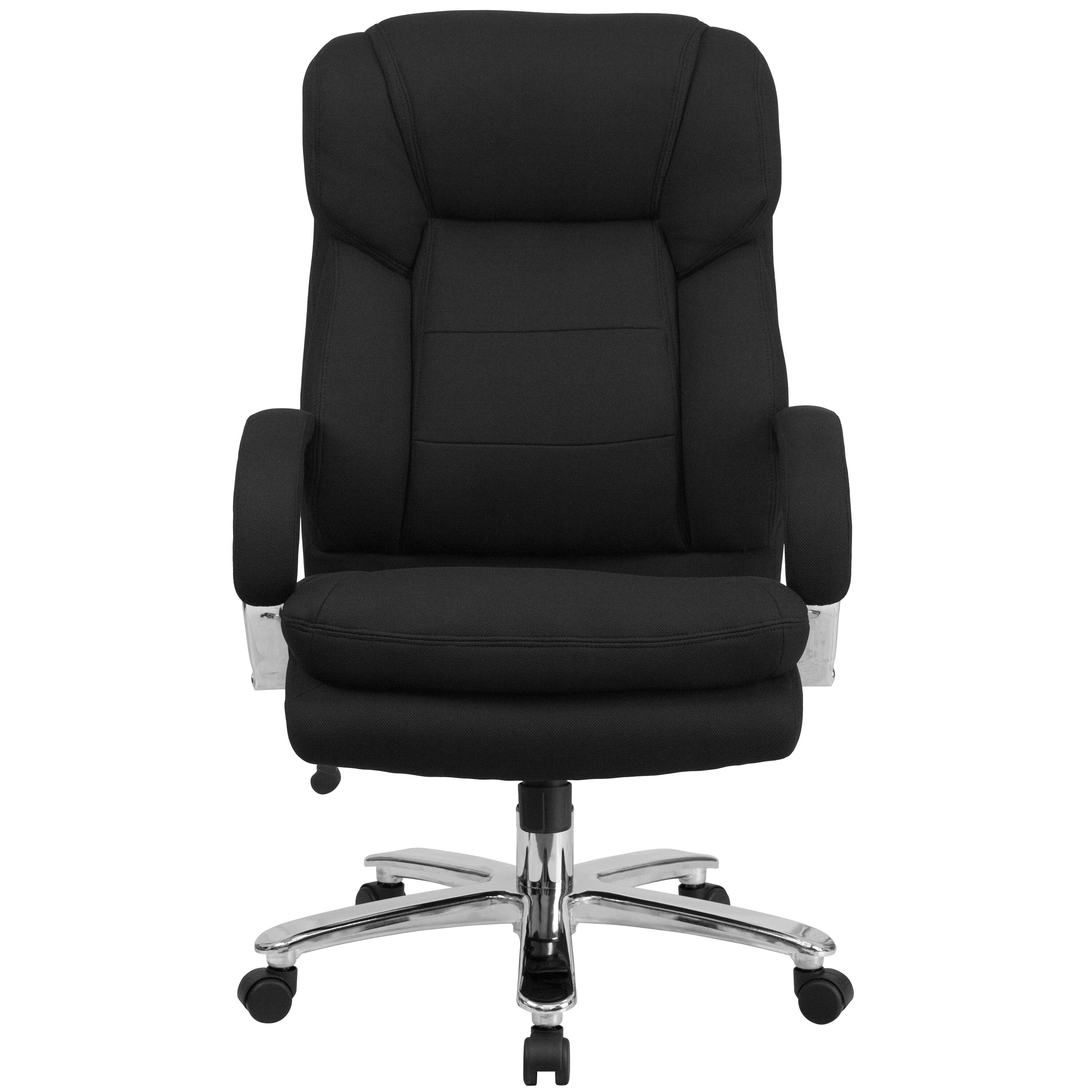 Alt View 7. Emma + Oliver - 24/7 500 lb. Big & Tall Executive Swivel Ergonomic Office Chair with Loop Arms - Black Fabric.