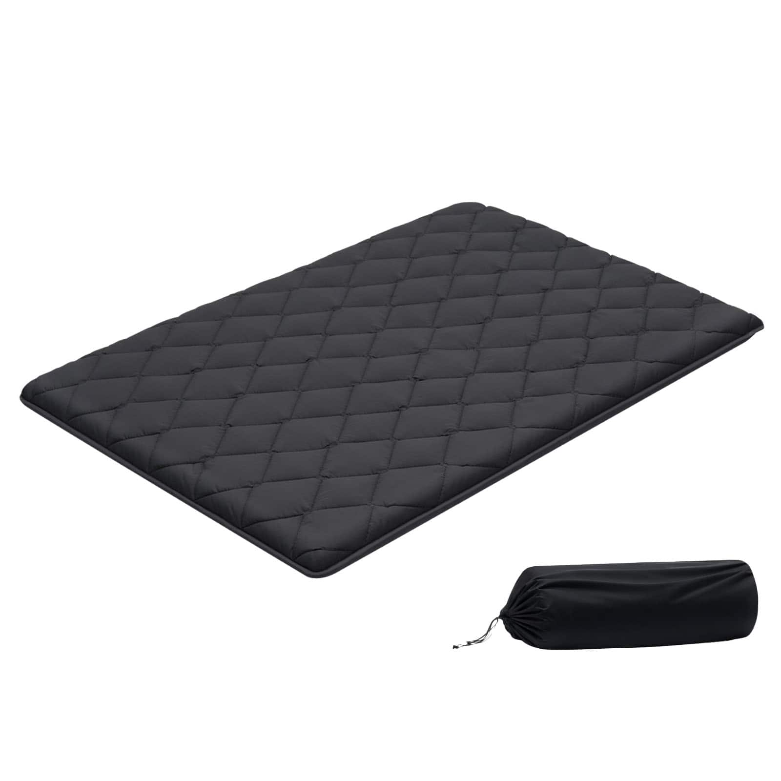 VEVOR - Japanese Tatami Mat, Full Size Foldable Japanese Tatami Mattress, Futon Mattress with Storage Bag & Fastener - Black