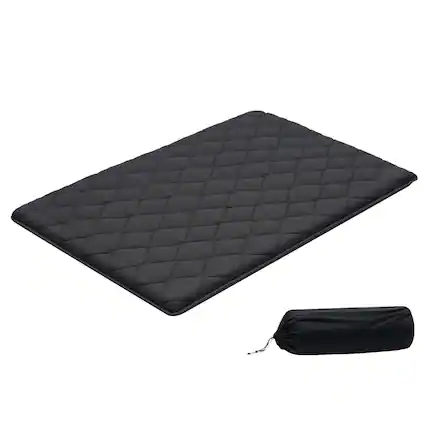 Front. VEVOR - Japanese Tatami Mat, Full Size Foldable Japanese Tatami Mattress, Futon Mattress with Storage Bag & Fastener - black.