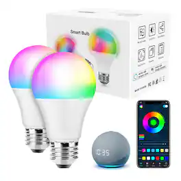 DAYBETTER - 60-Watt Equivalent A19 Smart LED Light Bulb, RGB+CCT Dimmable WiFi Bluetooth Works with Alexa & Google Home