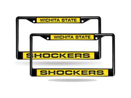 Rico Industries - Wichita State Shockers Black Metal Laser Cut License Plate Frame - Set of 2 - Multi