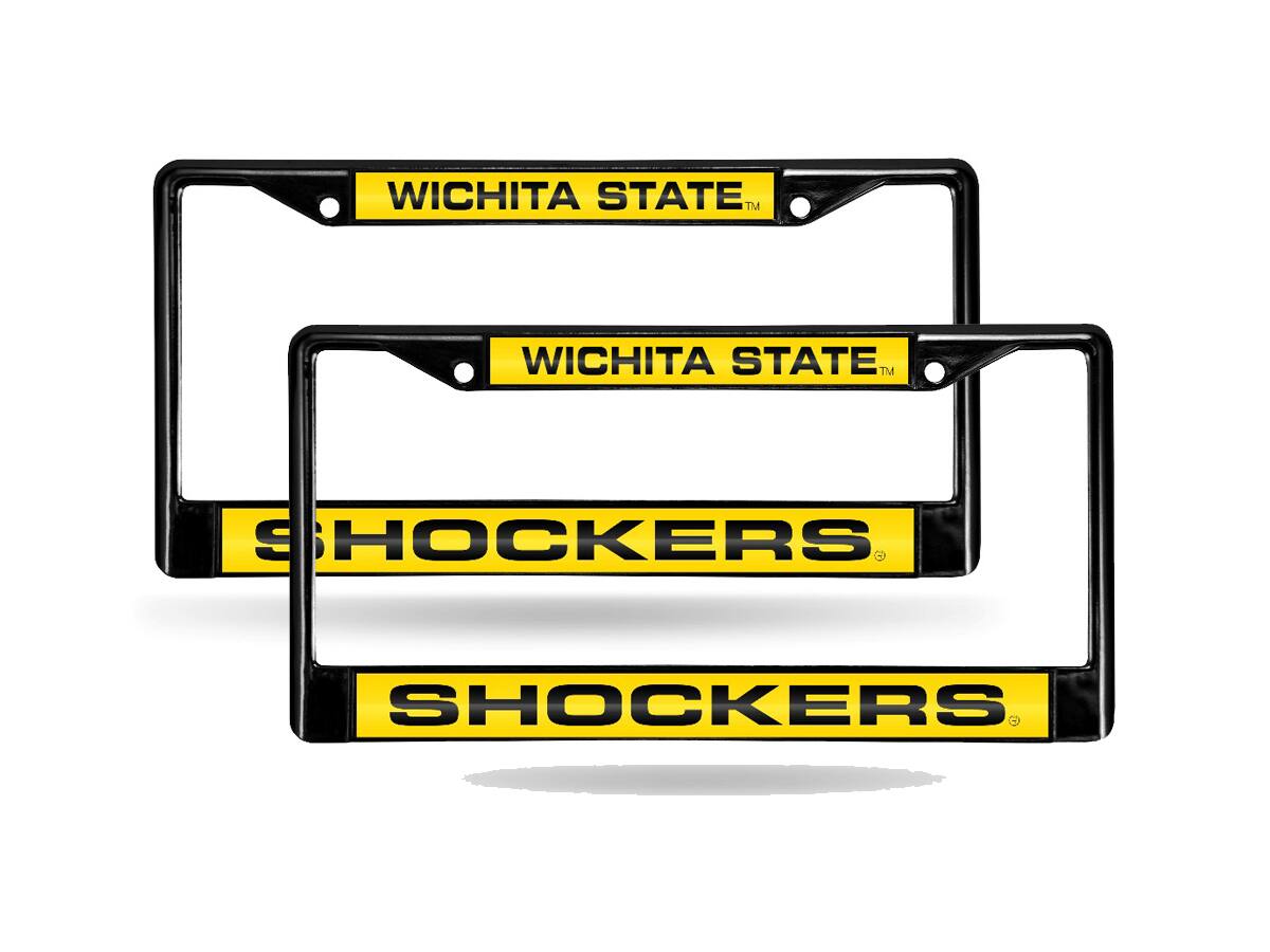 Wichita State Shockers Black Metal Laser Cut License Plate Frame - Set of 2