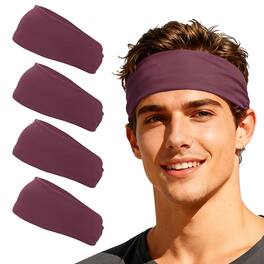 Unique Bargains - Sport Headbands for Men & Women, Stretchy Sweatband Absorbent Headbands, 4pcs - For Yoga/Sports/Running/Fitness/Cycling - Maroon