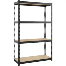 Lorell - Narrow Riveted Shelving 4 Shelf 48" H x 30" W x 12" D 28% Recycled Black Steel - Black