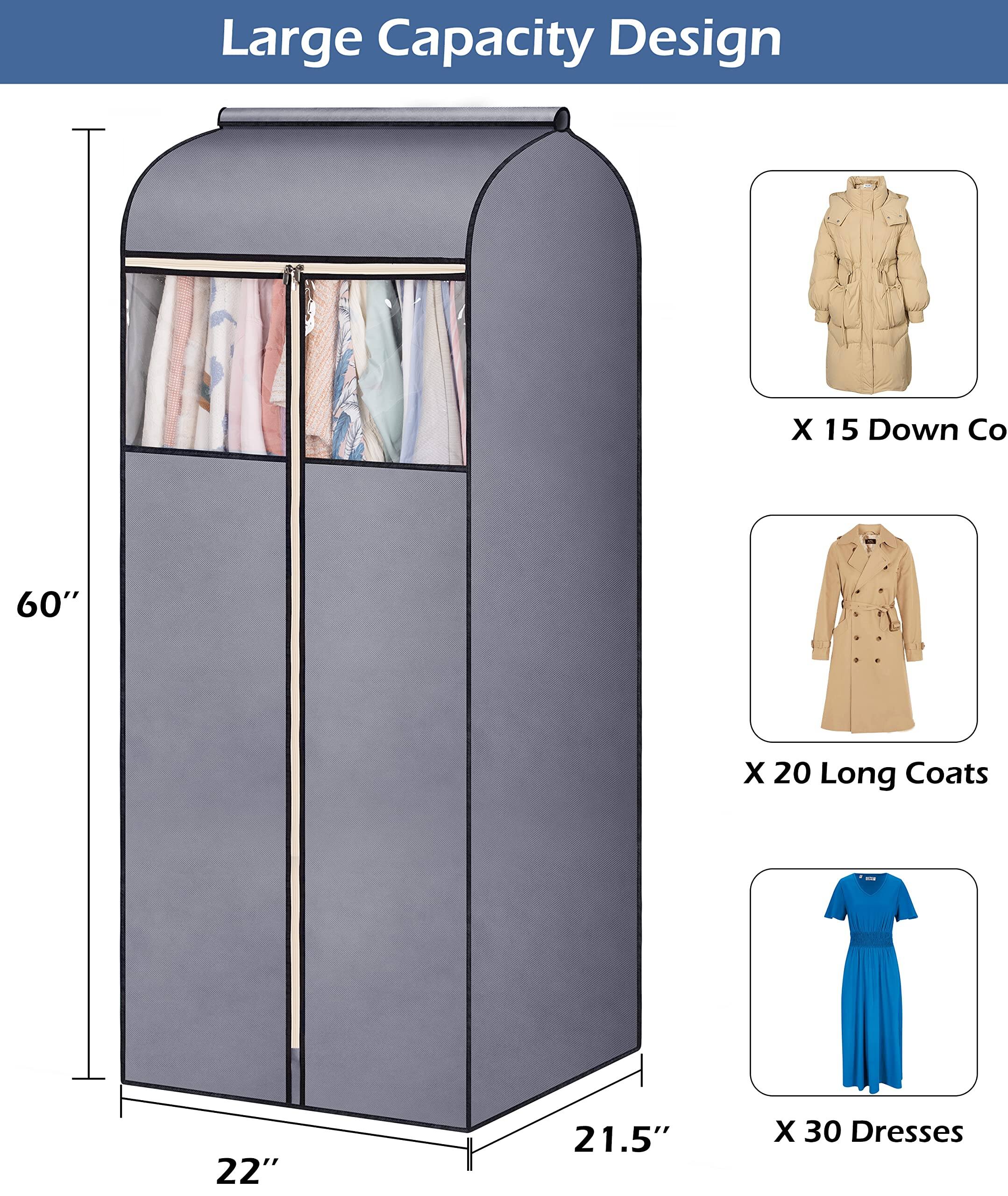 Large Capacity Design

- 60" Height
- 22" Width
- 21.5" Depth

- X 15 Down Coats
- X 20 Long Coats
- X 30 Dresses