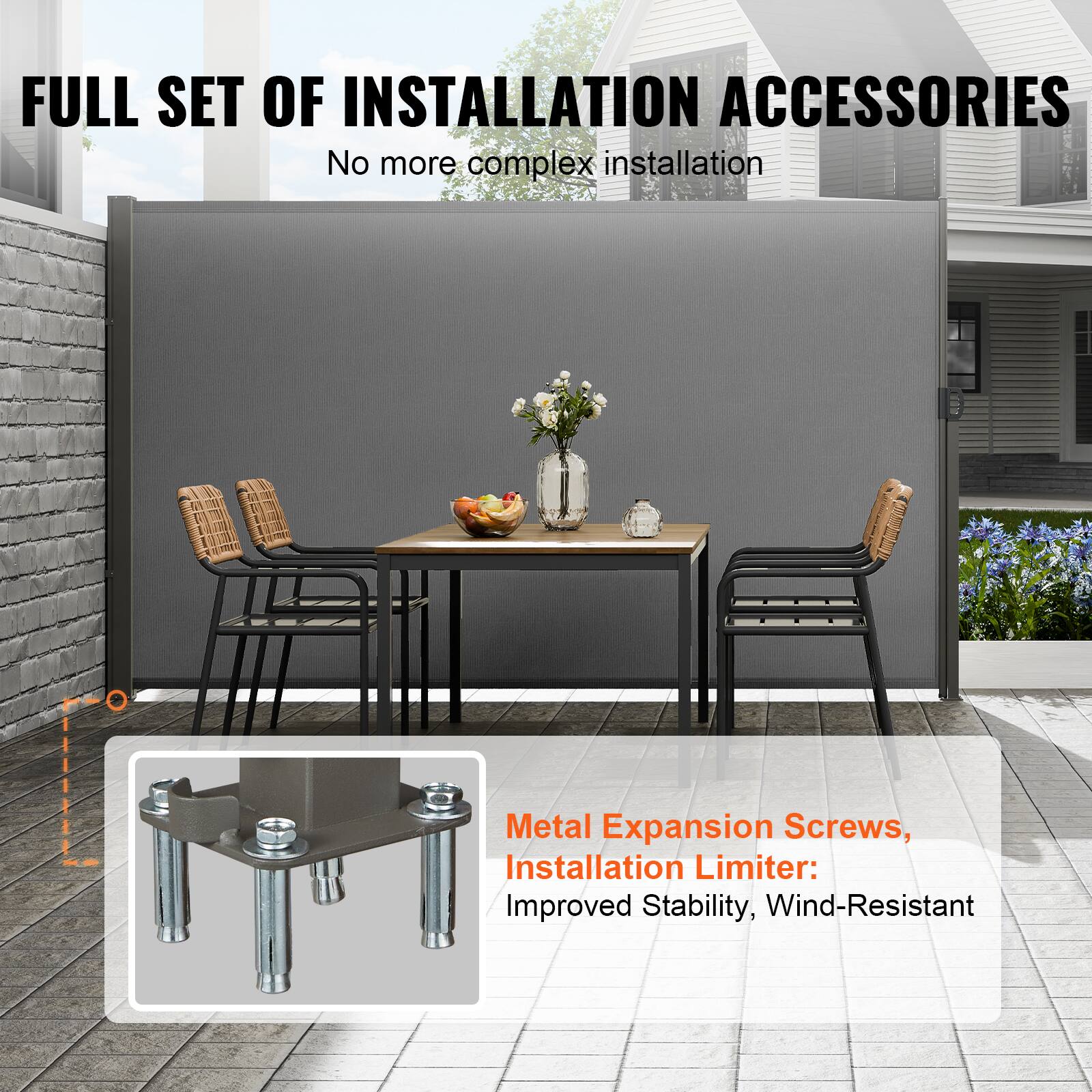 FULL SET OF INSTALLATION ACCESSORIES

No more complex installation

Metal Expansion Screws, Installation Limiter: Improved Stability, Wind-Resistant