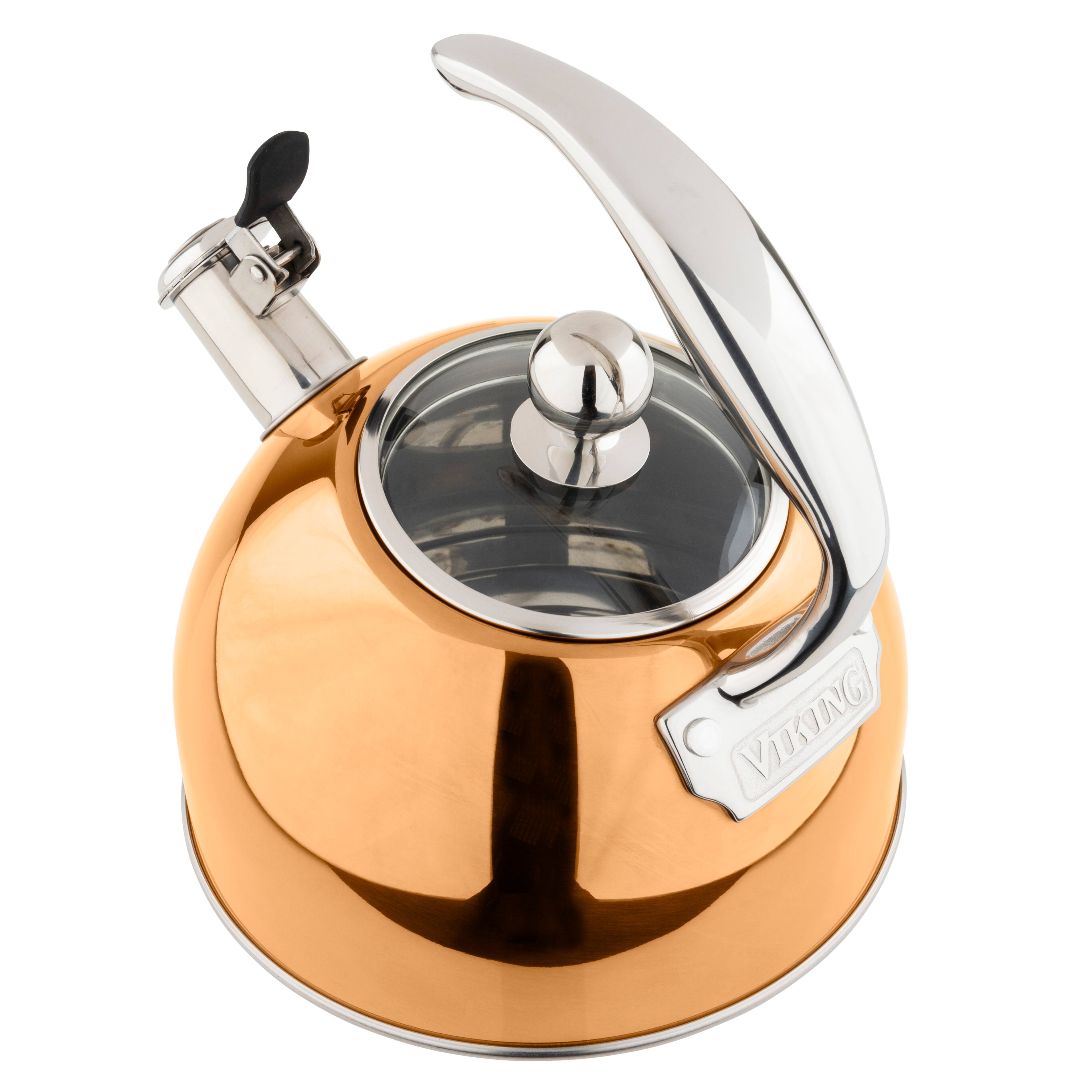 Angle. Viking - Viking 2.6 Quart Whistling Tea Kettle with 3-Ply Base - Rose Gold.
