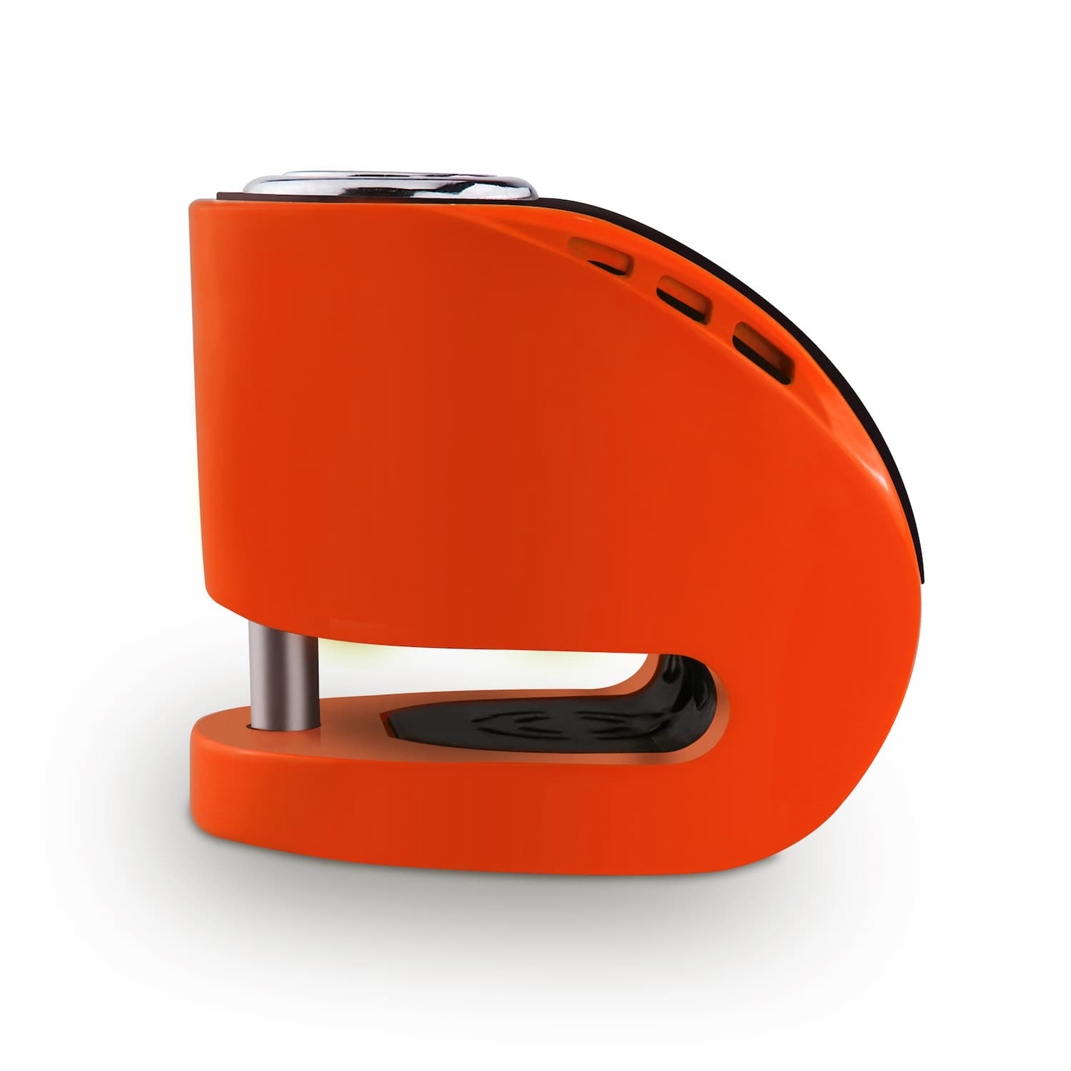 Angle. Jupiter Bikes - Kovix Brake Rotor Bicycle Lock w/ 120 decibel Alarm - 6mm locking pin - Alloy steel construction - disc-style lock - Orange.