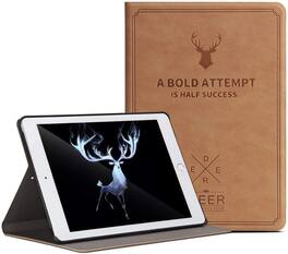 DuraSafe Cases - iPad Pro 11" 4th/3rd/2nd Gen 2022/2021/2020 Deer Print Smart Folio with Auto Sleep/Wake A2228 A2068 A2230 A2231 A2377 - Camel