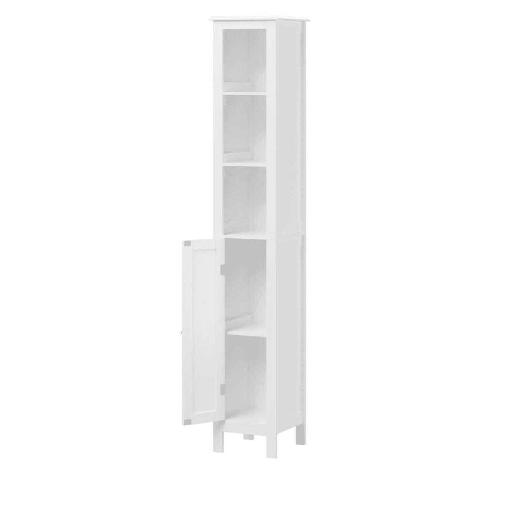 Alt View 7. Kadyn - 66.92" Tall Bathroom Storage Cabinet with Adjustable Shelves, 1 Doors Freestanding Cabinet with Open compartments, White - White.