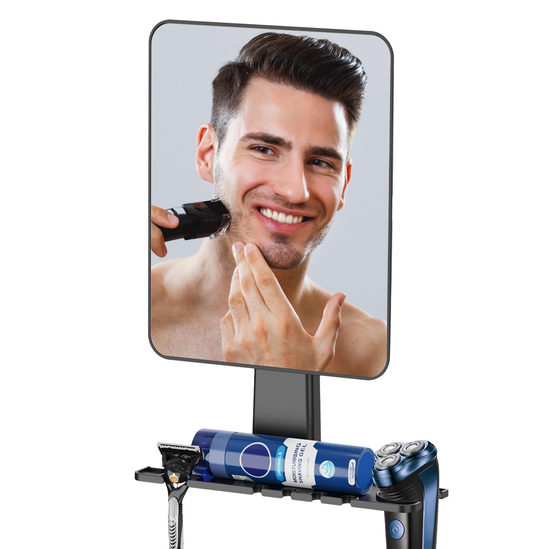 Cedar Assembly - Shower Mirror Fogless For Shaving With Holder No-drilling & Removable Shatterproof Waterproof 2 Adhesive Hooks - Default